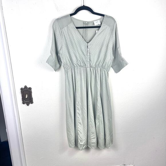 ASOS Dresses & Skirts - Asos Women's V-neck Midi Olive Sage Green Swiss Dot Dress Maternity Size 6